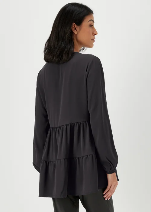 Black Button Up Tiered Shirt - 8 Image 2