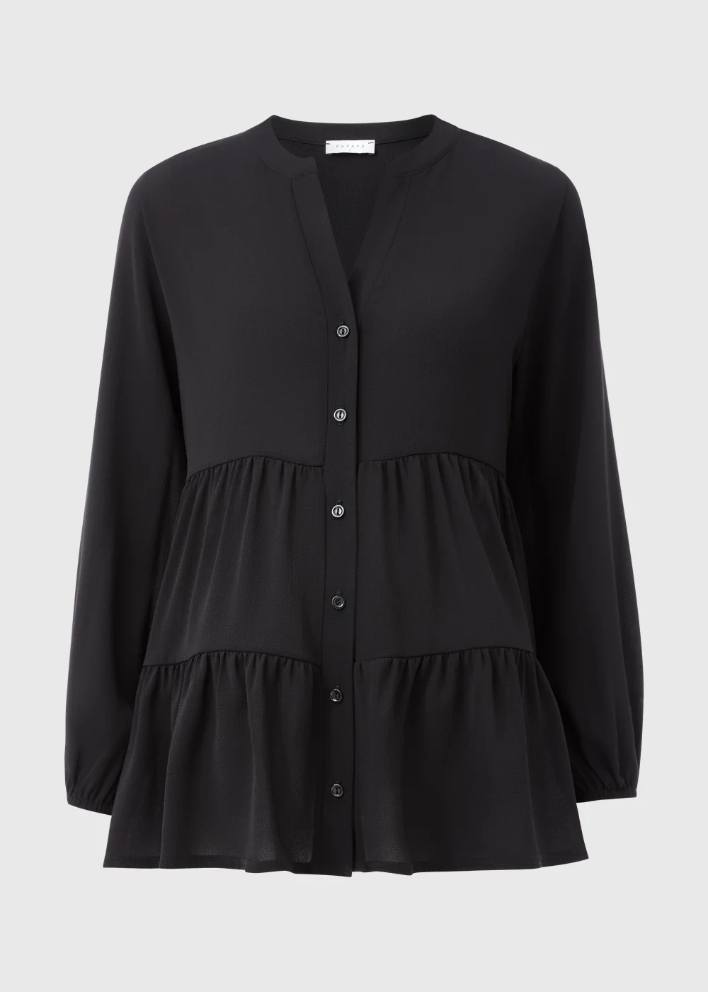 Black Button Up Tiered Shirt - 8 Image 5