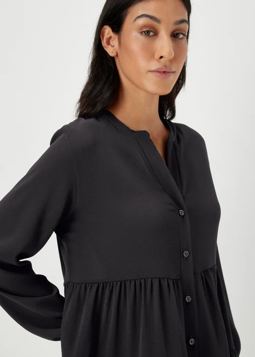 Black Button Up Tiered Shirt - 8 Image 3