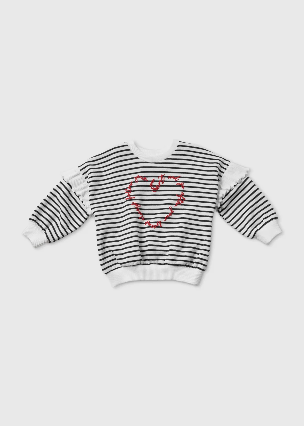 Girls Navy Stripe Frill Sweatshirt (9mths-6yrs) - 1-1.5 Yrs Image 1