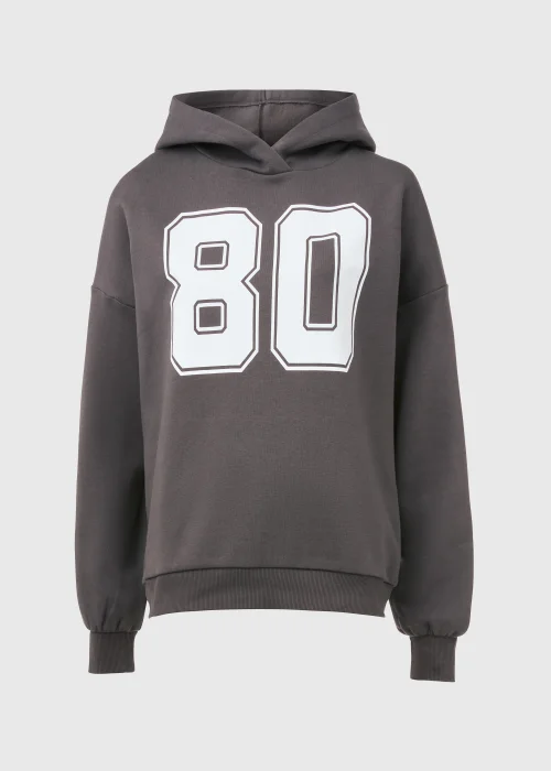 Charcoal Number Print Oversized Hoodie - Small Image 5