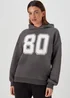 Charcoal Number Print Oversized Hoodie - Small Image 1