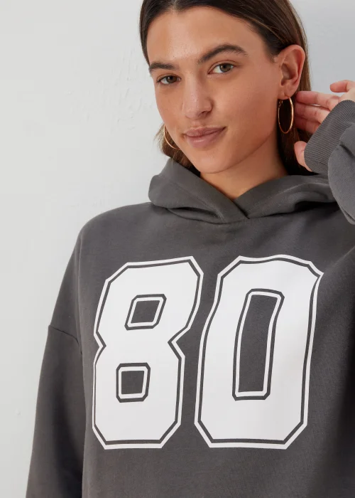 Charcoal Number Print Oversized Hoodie - Small Image 3