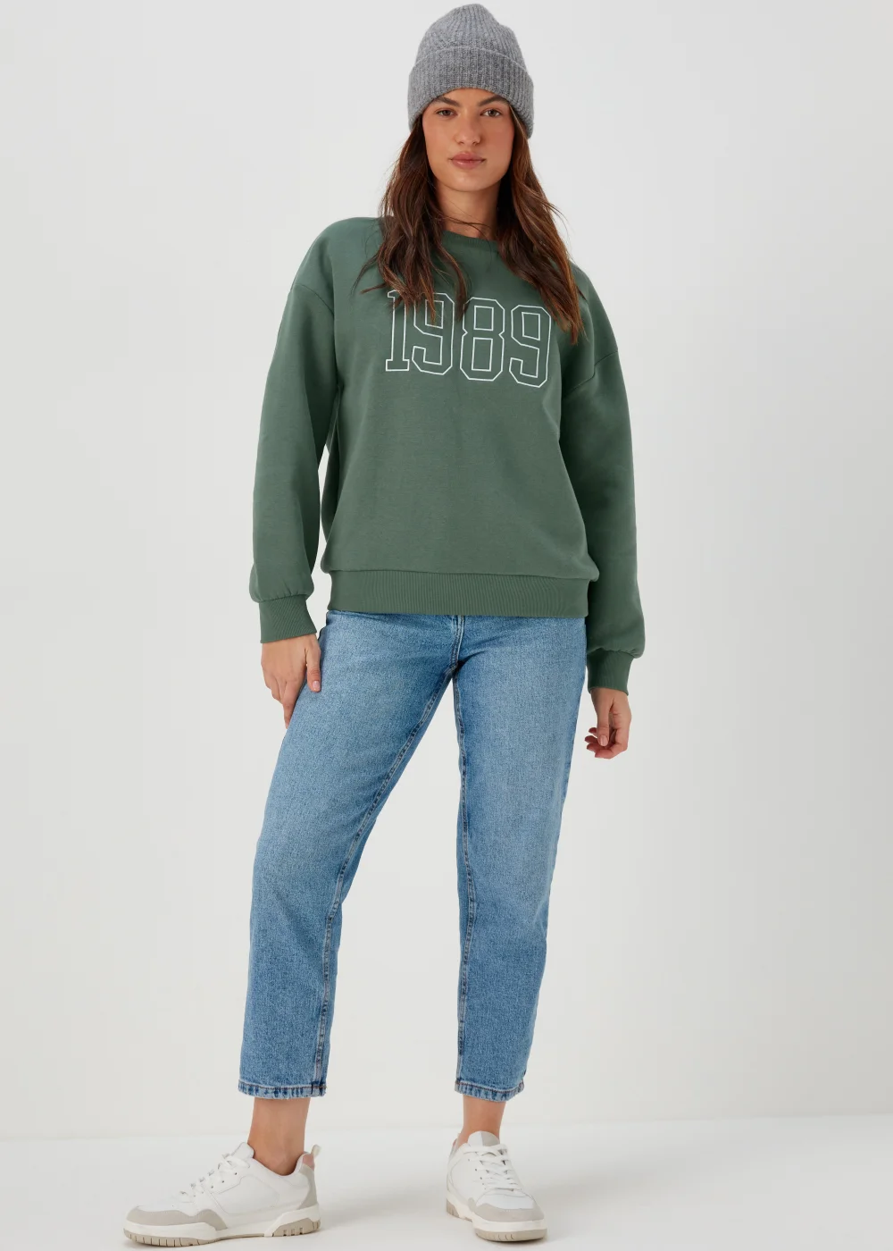 Khaki Number Embroidered Co Ord Sweatshirt - S Image 4
