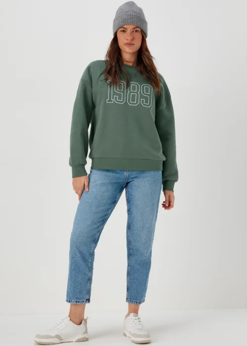 Khaki Number Embroidered Co Ord Sweatshirt - S Image 4