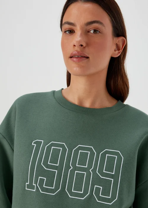 Khaki Number Embroidered Co Ord Sweatshirt - S Image 3