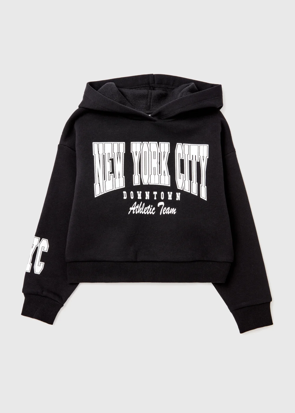 Girls Black NYC Slogan Hoodie (4-15yrs) - 4 Yrs Image 1