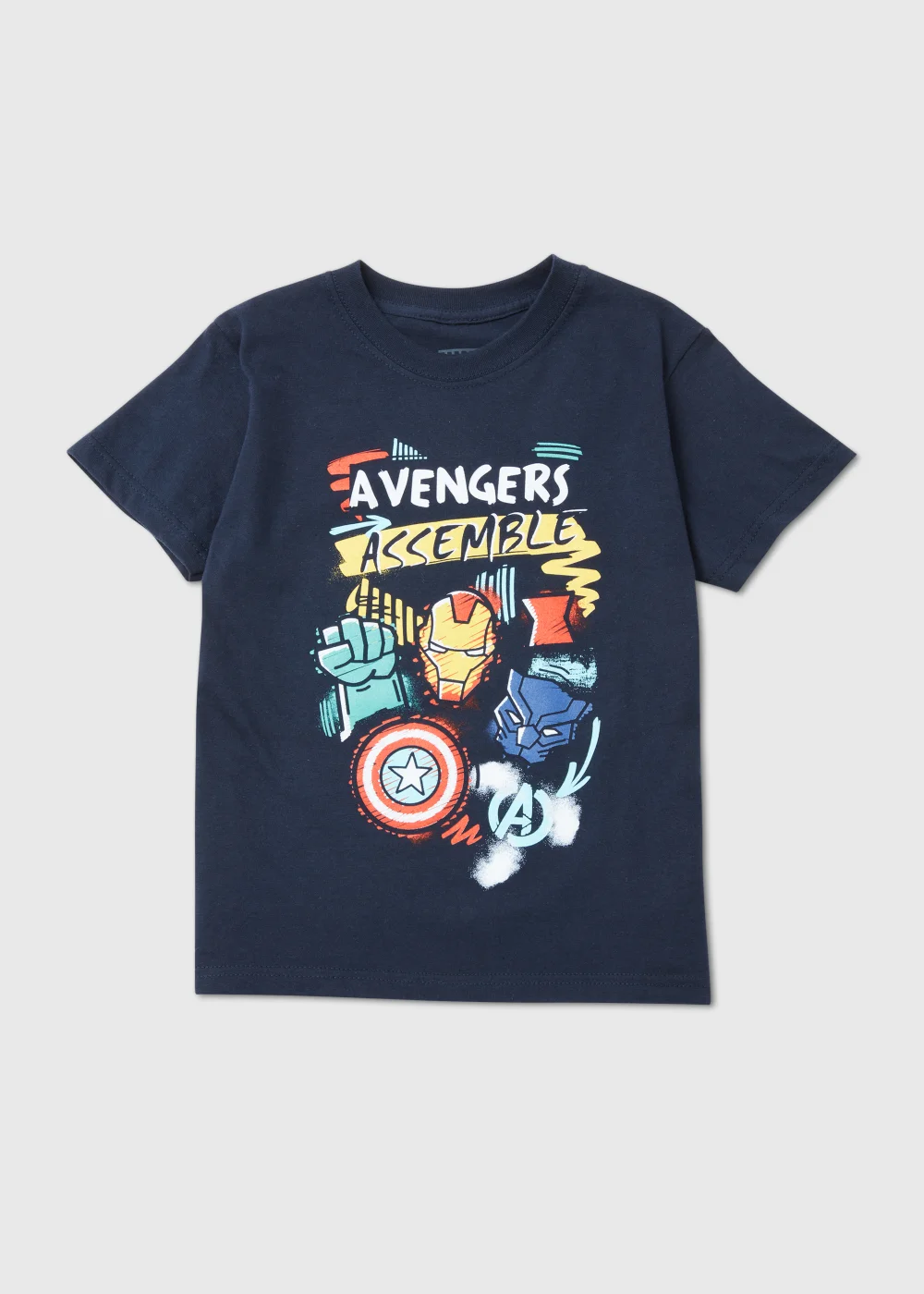 Kids Navy Marvel Avengers Assemble T-Shirt (5-13yrs) - Age 5 - 6 Years Image 1
