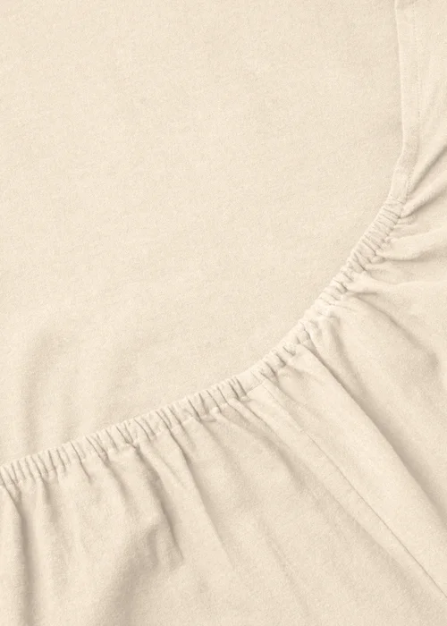 Cream Cotton Deep Fitted Bed Sheet (180 Thread Count) - Single Image 2
