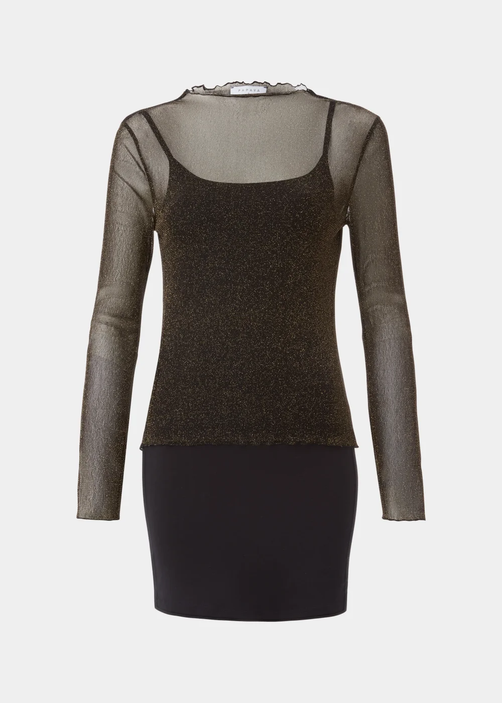 Black Metallic Long Sleeve Mesh Top - 8 Image 5