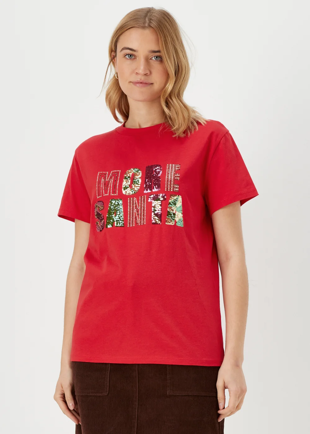 Red Santa Sequin T-Shirt - Size 8 Image 1