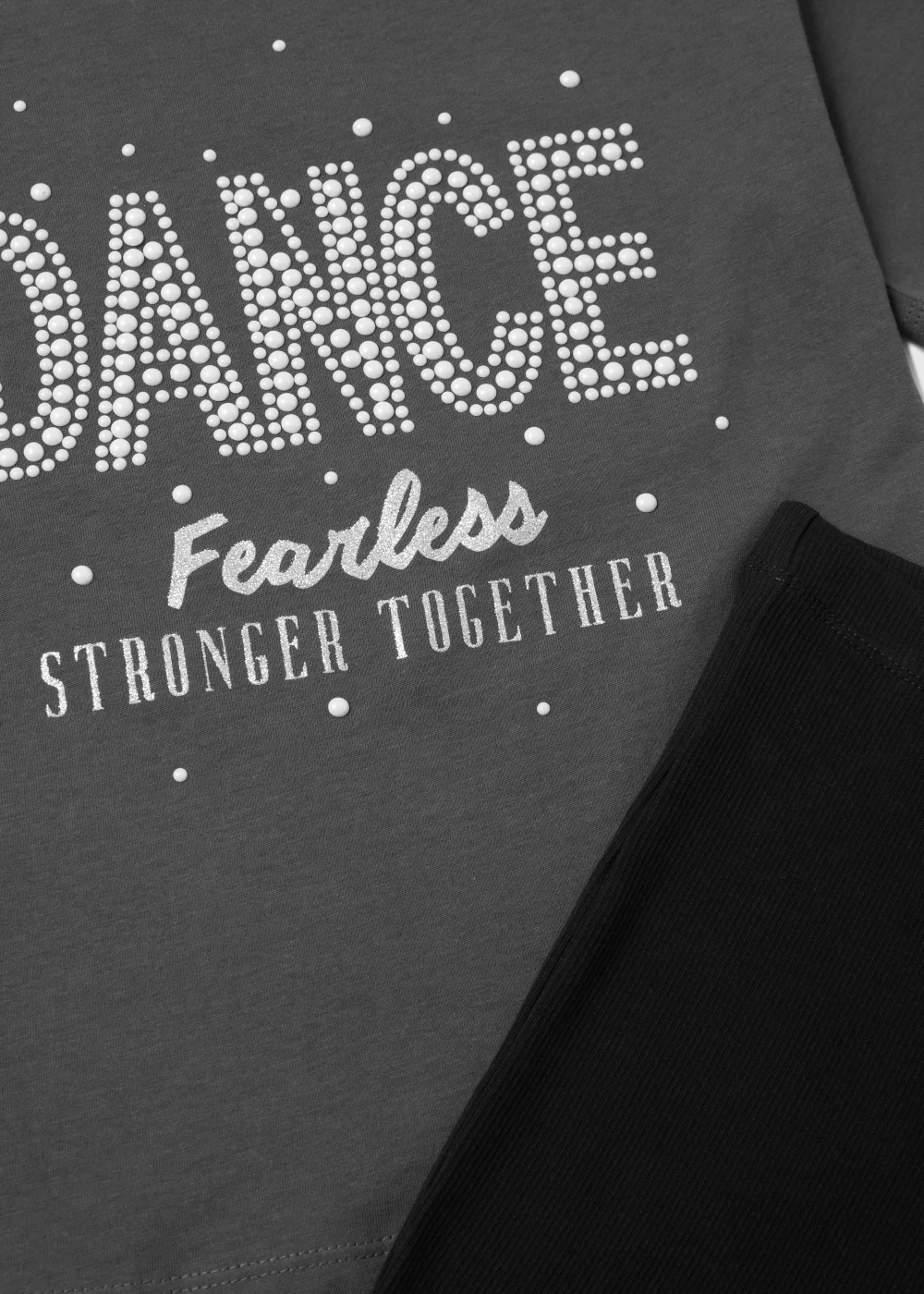 Girls Charcoal Dance Print T-Shirt & Flared Leggings Set (4-13yrs) - Age 4 Years Image 2