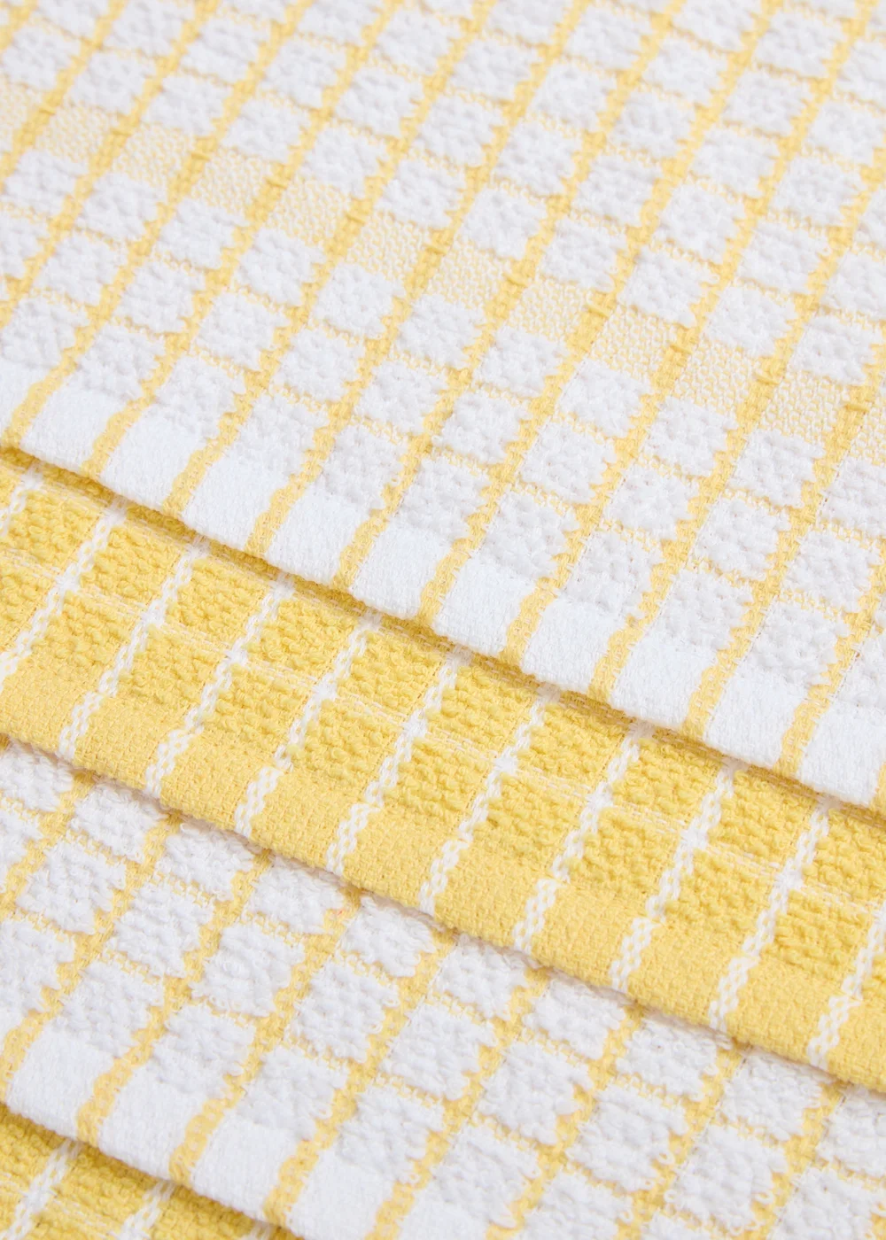 4 Pack Yellow Check Terry Tea Towels (45cm x 60cm) Image 2