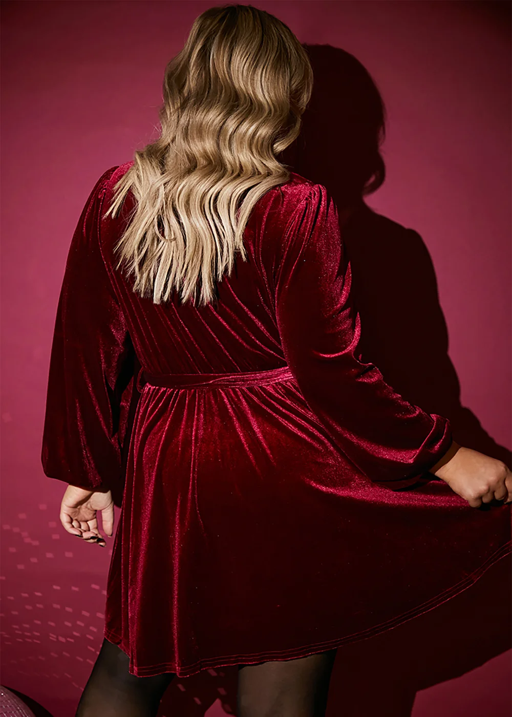 In The Style Jess Millichamp Burgundy Velvet Wrap Mini Dress - 12 Image 5