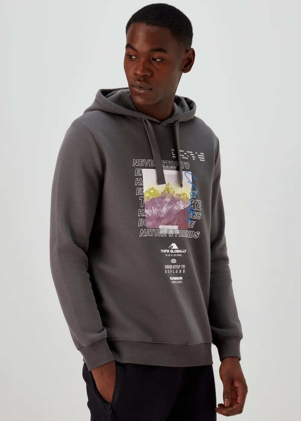 US Athletic Charcoal Print Oversized Hoodie - XS Image 1