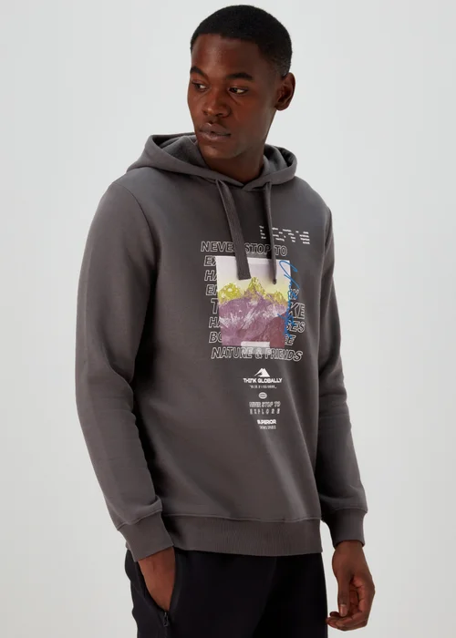 US Athletic Charcoal Print Oversized Hoodie - XS Image 1