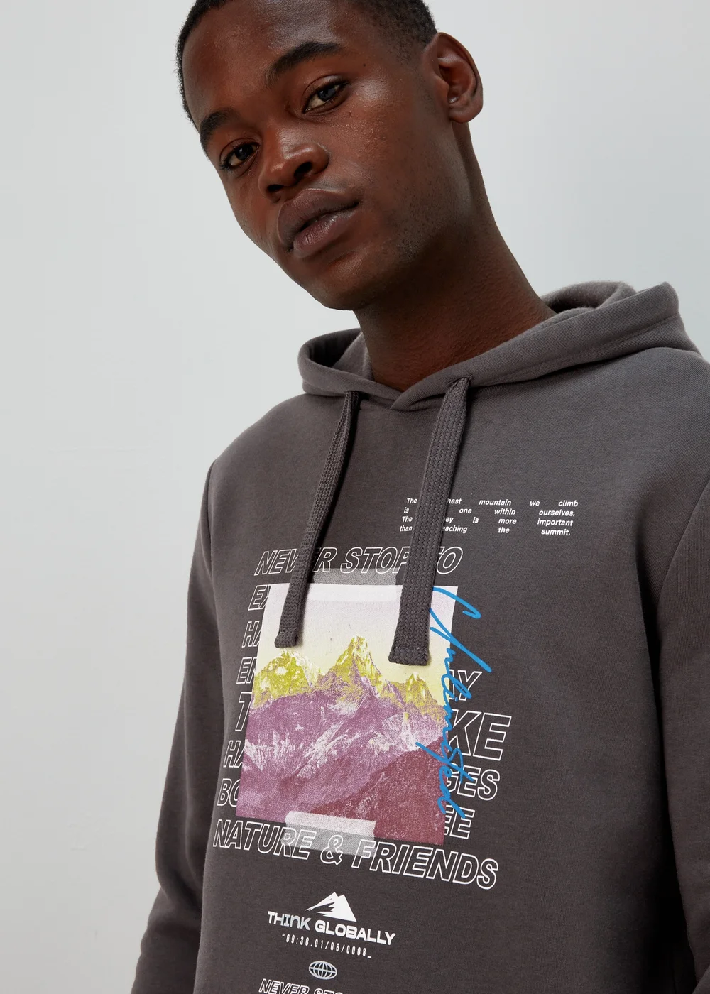 US Athletic Charcoal Print Oversized Hoodie - XS Image 3