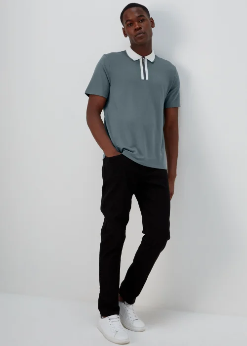 Charcoal Smart Half Zip Polo Shirt - S Image 4