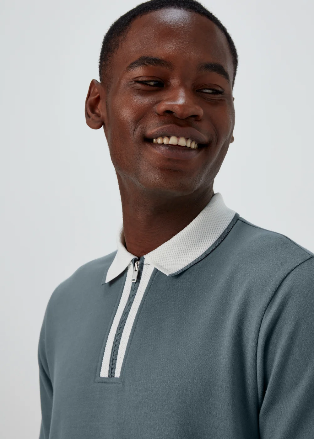 Charcoal Smart Half Zip Polo Shirt - S Image 3