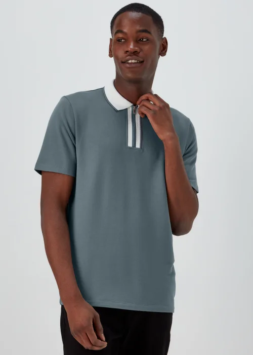 Charcoal Smart Half Zip Polo Shirt - S Image 1