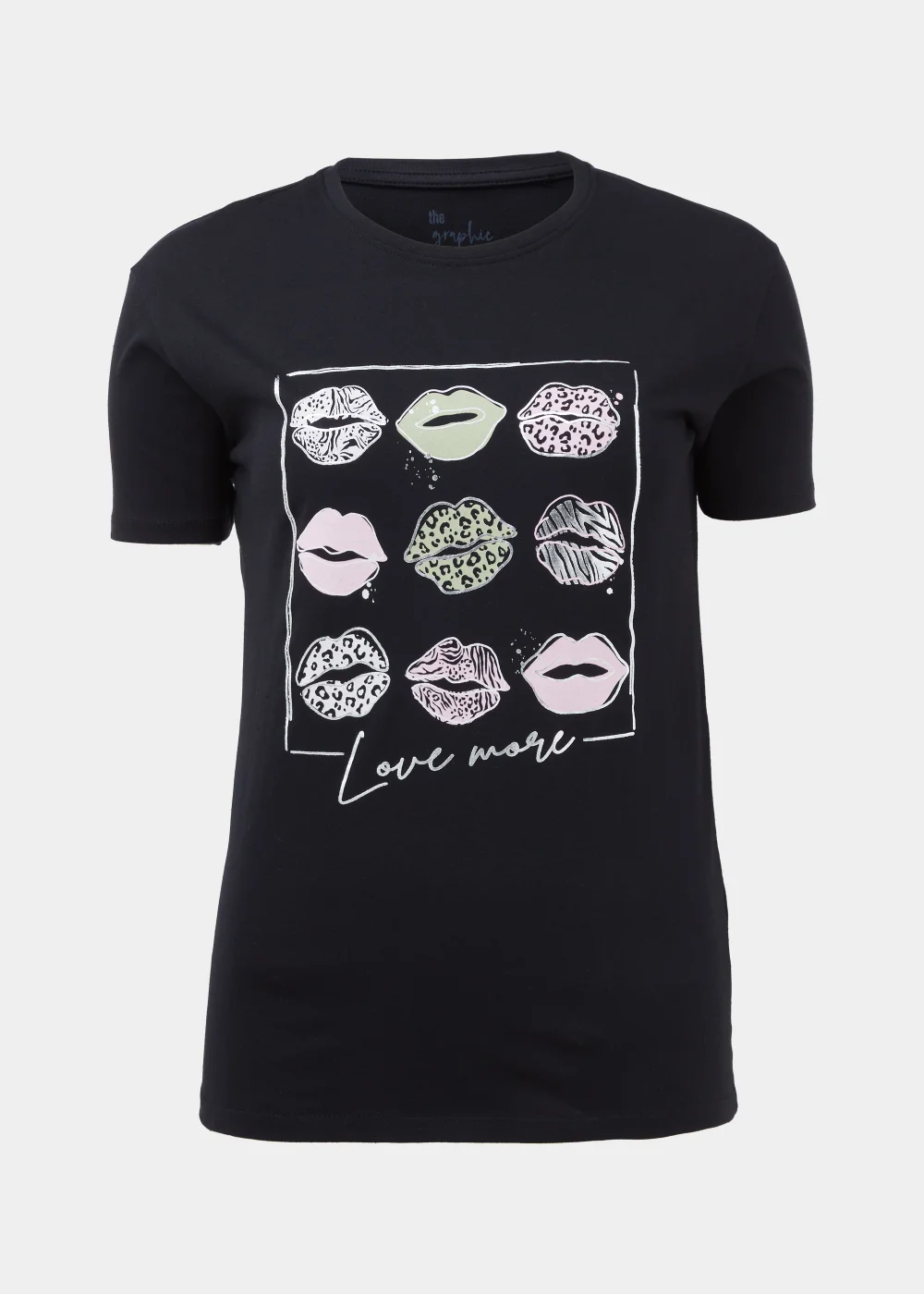 Black Lips Love More Slogan T-Shirt - 8 Image 5
