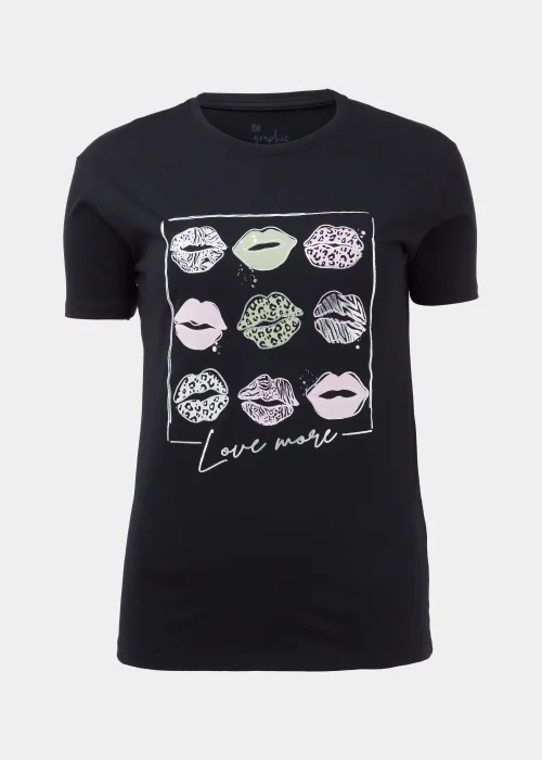 Black Lips Love More Slogan T-Shirt - 8 Image 5