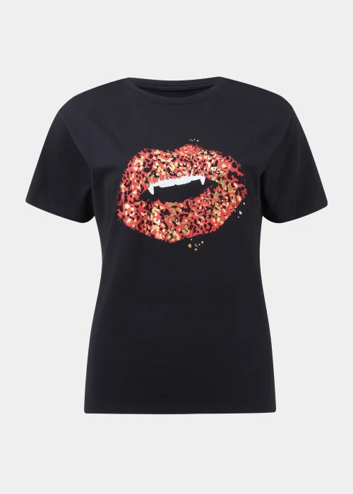 Black Halloween Lips T-Shirt - Size 8 Image 5