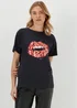 Black Halloween Lips T-Shirt - Size 8 Image 1
