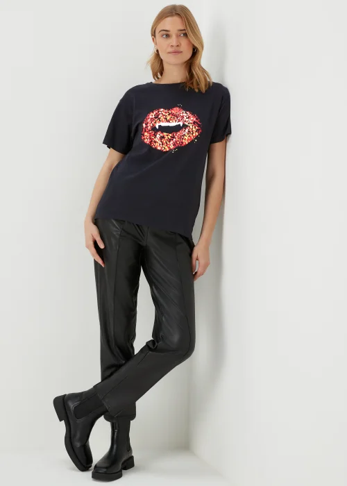 Black Halloween Lips T-Shirt - Size 8 Image 4