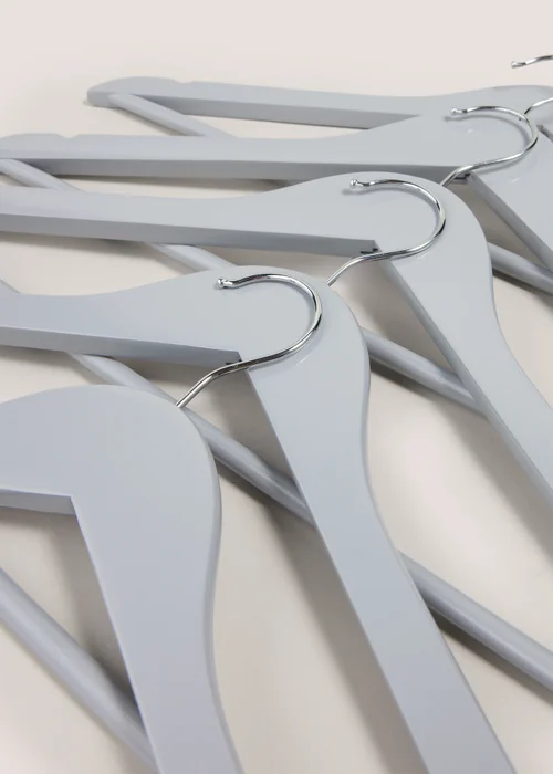 10 Pack Grey Wooden Hangers Image 2