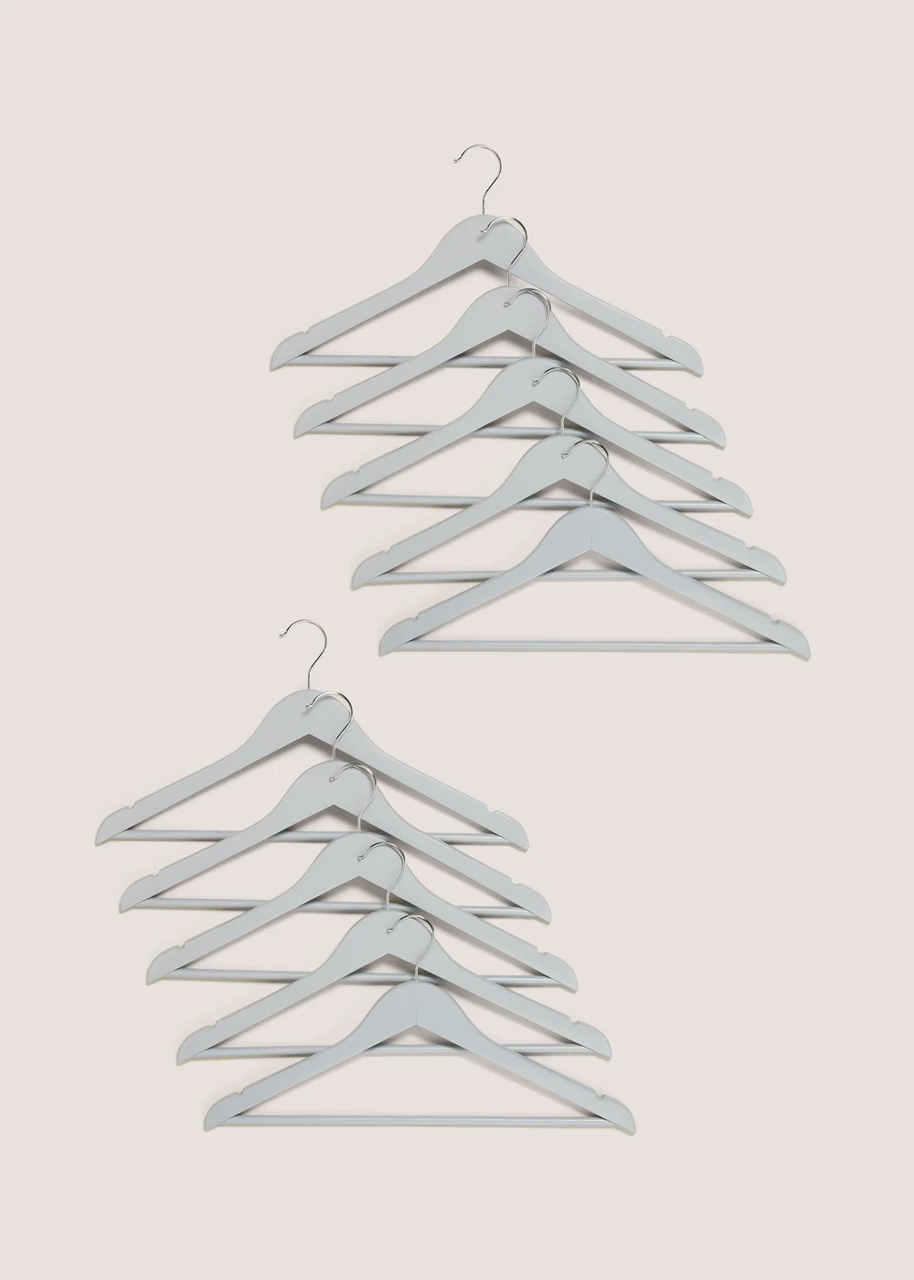 10 Pack Grey Wooden Hangers Image 1