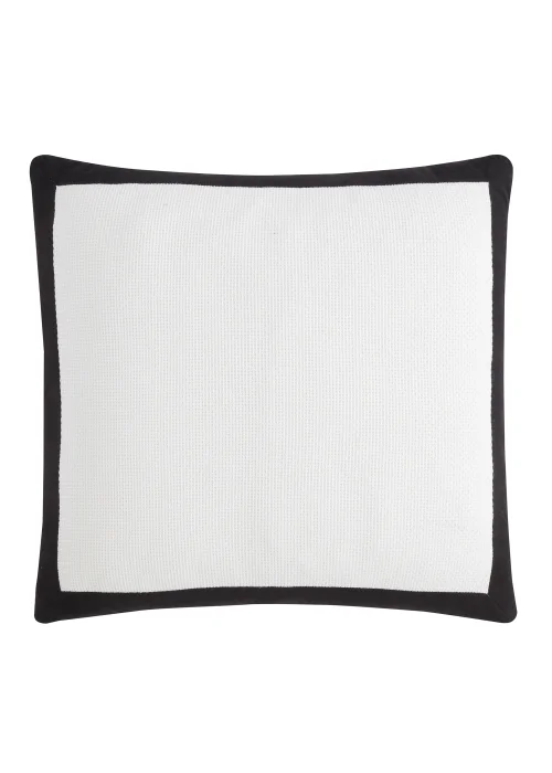 Style Sisters Monochrome Waffle Cotton 55x55cm Cushion White/Black - 55 x 55cm Image 1