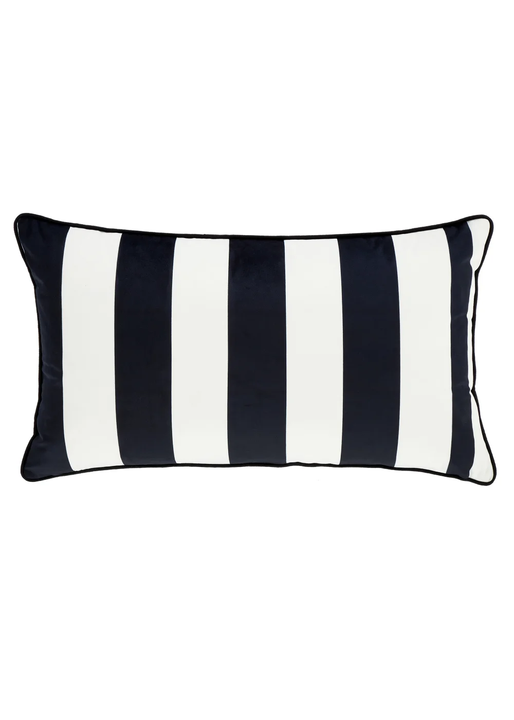 Style Sisters Monochrome Velvet Stripe 40x70cm Cushion Black/White - One Size Image 1