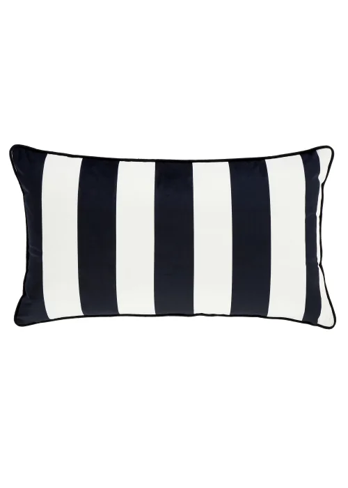 Style Sisters Monochrome Velvet Stripe 40x70cm Cushion Black/White - One Size Image 1