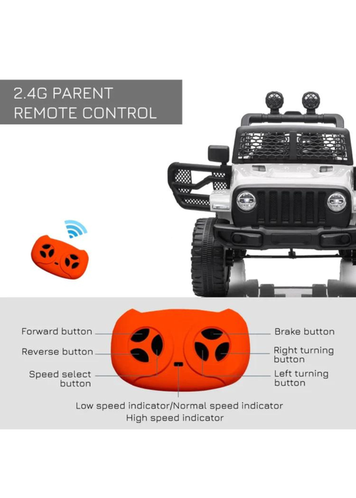 HOMCOM 12V Kids Electric Ride On Car Truck Off-road Toy with Remote Control (White) - One Size Image 5