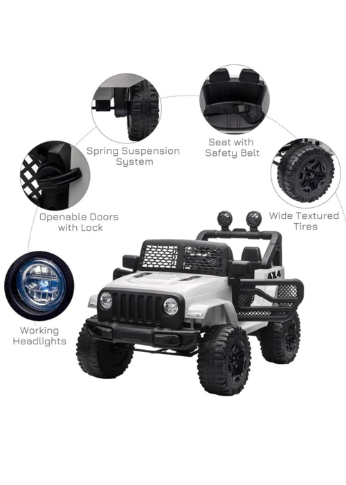 HOMCOM 12V Kids Electric Ride On Car Truck Off-road Toy with Remote Control (White) - One Size Image 4