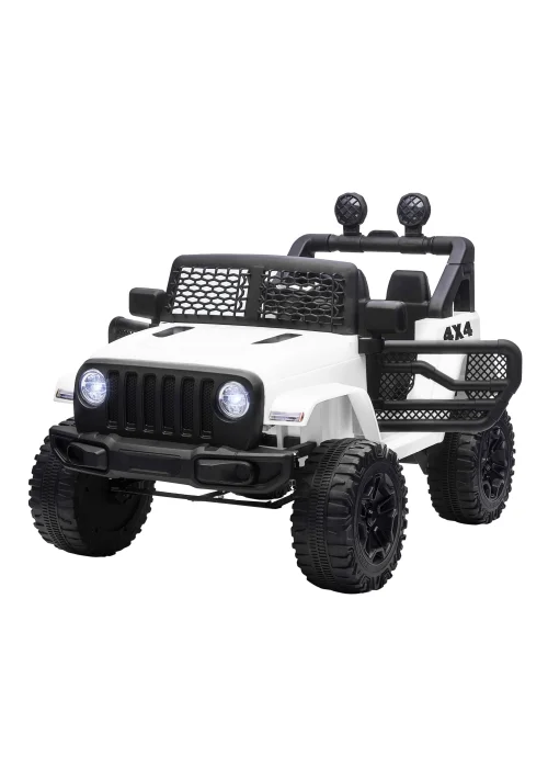 HOMCOM 12V Kids Electric Ride On Car Truck Off-road Toy with Remote Control (White) - One Size Image 1