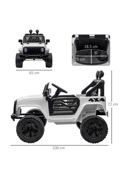 HOMCOM 12V Kids Electric Ride On Car Truck Off-road Toy with Remote Control (White) - One Size Image 3