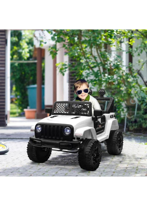 HOMCOM 12V Kids Electric Ride On Car Truck Off-road Toy with Remote Control (White) - One Size Image 2