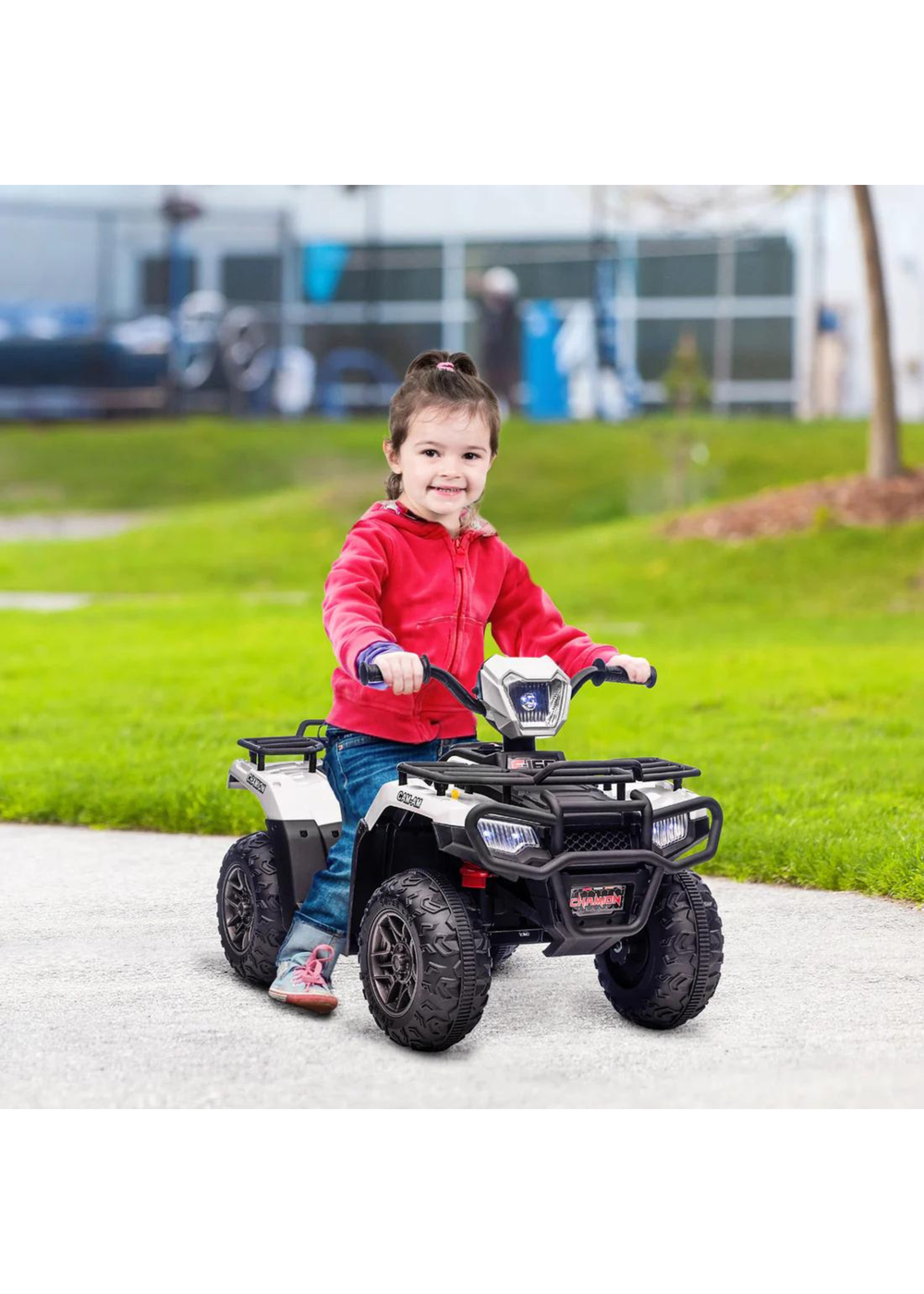 HOMCOM 12V Electric Quad Bike for Kids with LED Headlights and Music (White) - One Size Image 2