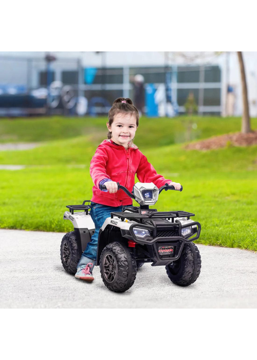 HOMCOM 12V Electric Quad Bike for Kids with LED Headlights and Music (White) - One Size Image 2