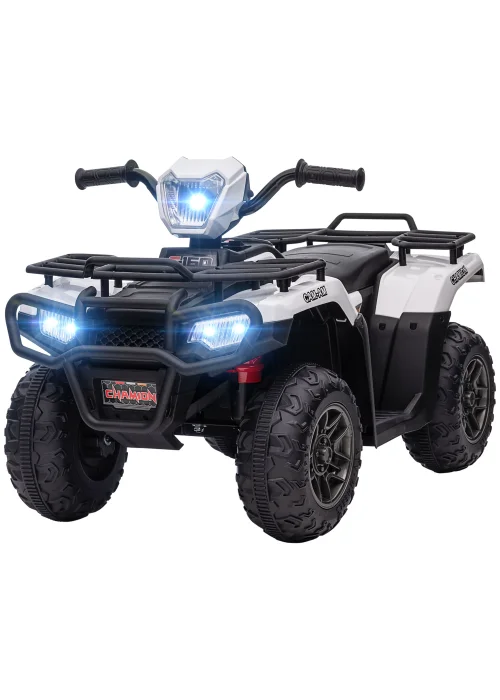 HOMCOM 12V Electric Quad Bike for Kids with LED Headlights and Music (White) - One Size Image 1