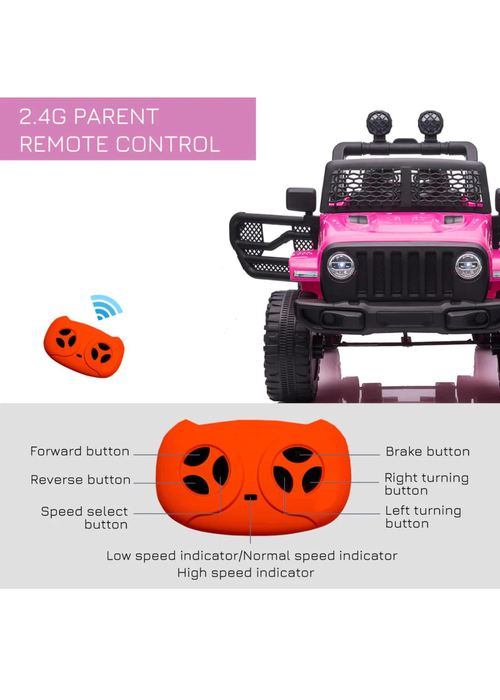 HOMCOM 12V Kids Electric Ride On Car Truck Off-road Toy with Remote Control (Pink) - No Size Image 5