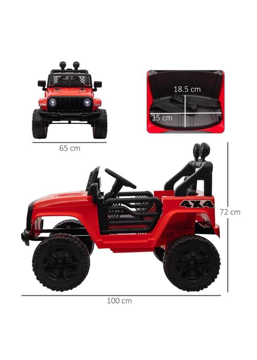 HOMCOM 12V Kids Electric Ride On Car Truck Off-road Toy with Remote Control (Red) - One Size Image 3
