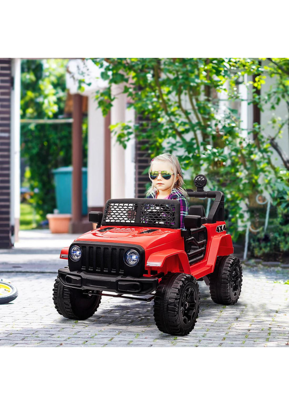 HOMCOM 12V Kids Electric Ride On Car Truck Off-road Toy with Remote Control (Red) - One Size Image 2