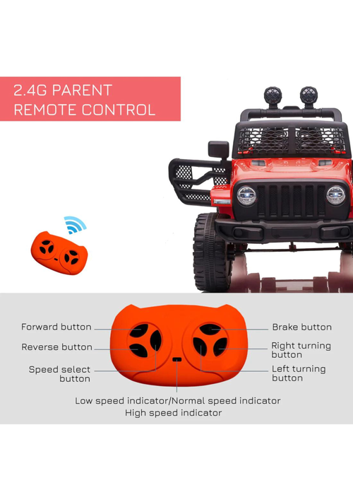 HOMCOM 12V Kids Electric Ride On Car Truck Off-road Toy with Remote Control (Red) - One Size Image 5