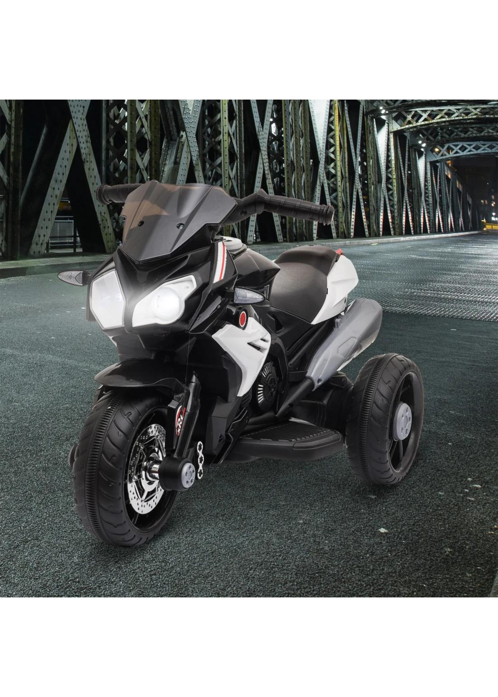 HOMCOM Kids Electric Motorcycle Ride-On Toy 6V Battery with Music, Horn and Lights (Black) - No Size Image 2