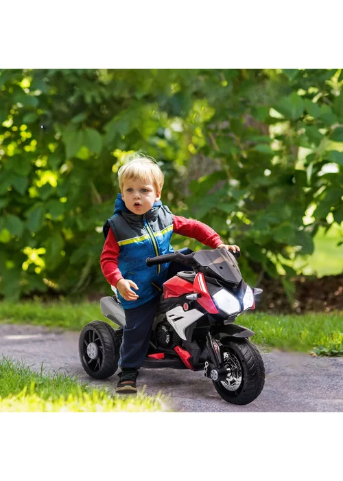 HOMCOM Kids Electric Motorcycle Ride-On Toy 6V Battery with Music, Horn and Lights (Red) - No Size Image 1