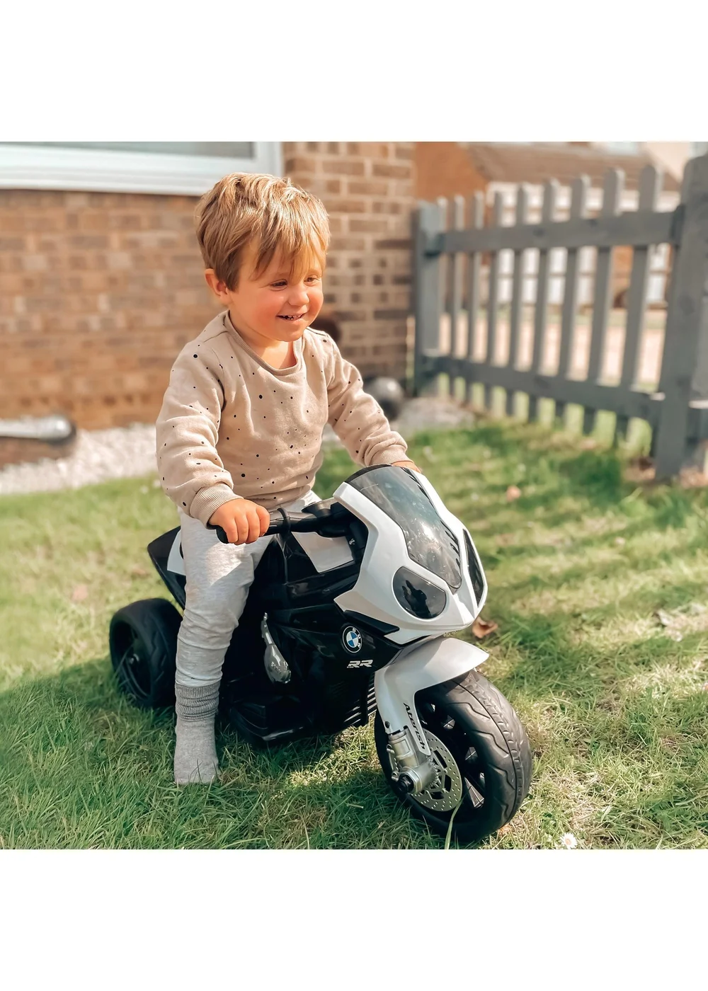HOMCOM Electric Kids Ride on Motorcycle BMW Liscensed with Headlights and Music (Black) - No Size Image 1