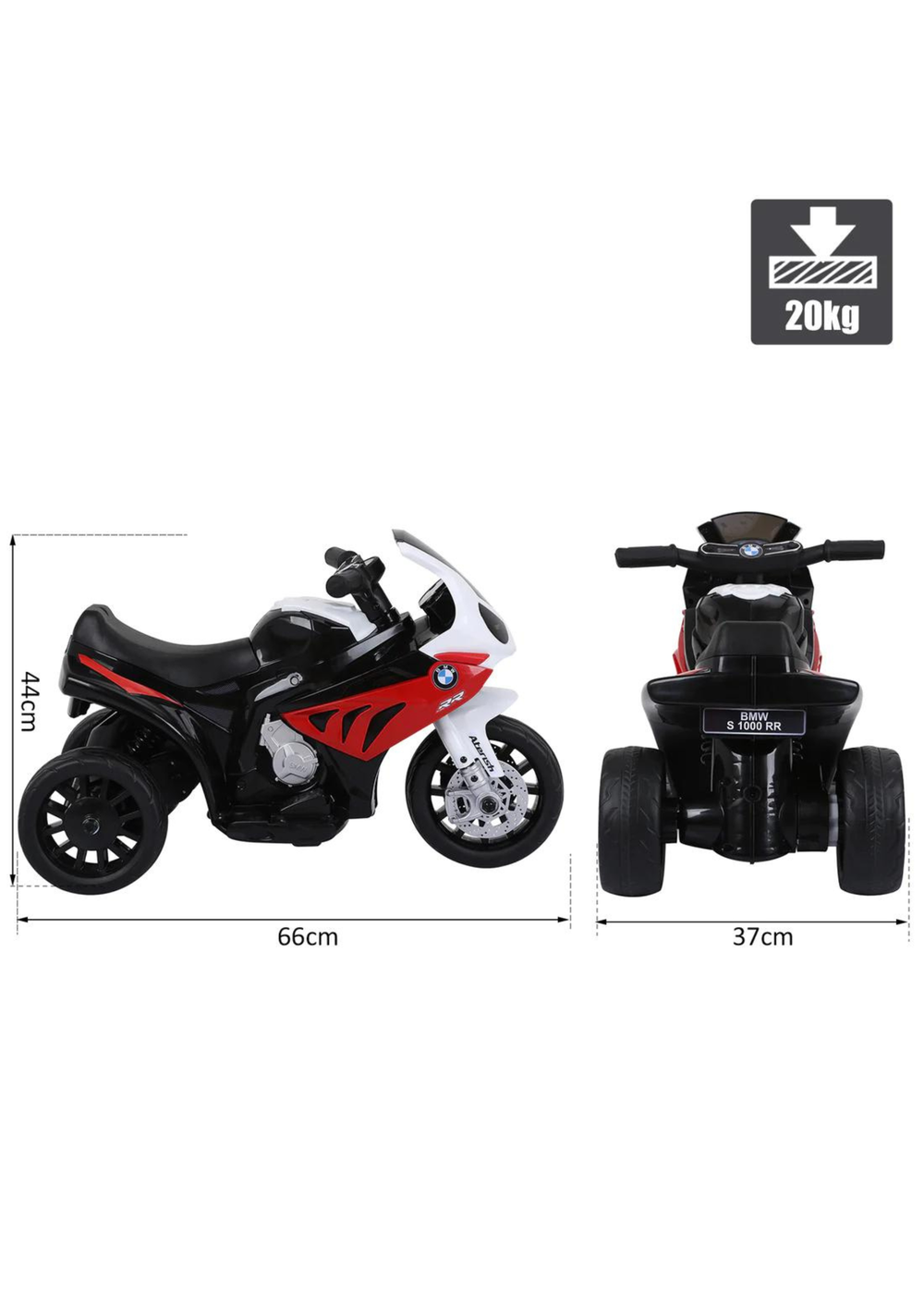 HOMCOM Electric Kids Ride on Motorcycle BMW Liscensed with Headlights and Music (Red) - No Size Image 3